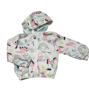 Toddler Girls Raincoat Hooded Windbreaker Jacket Unicorn Rainbow Jacket Size 2T
